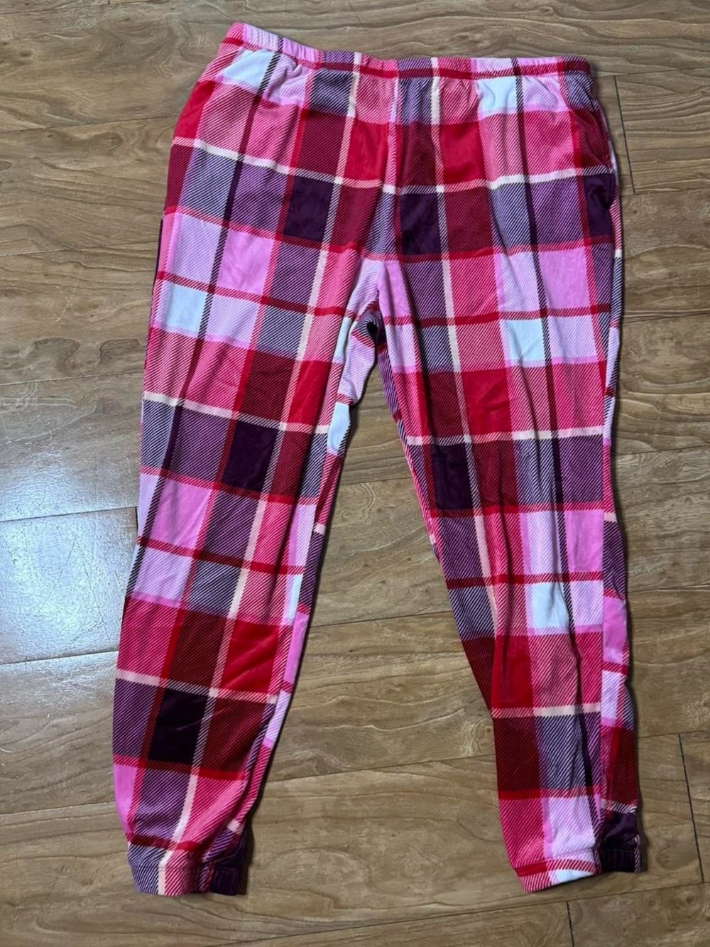 Pink & Red Plaid Pajama Pants